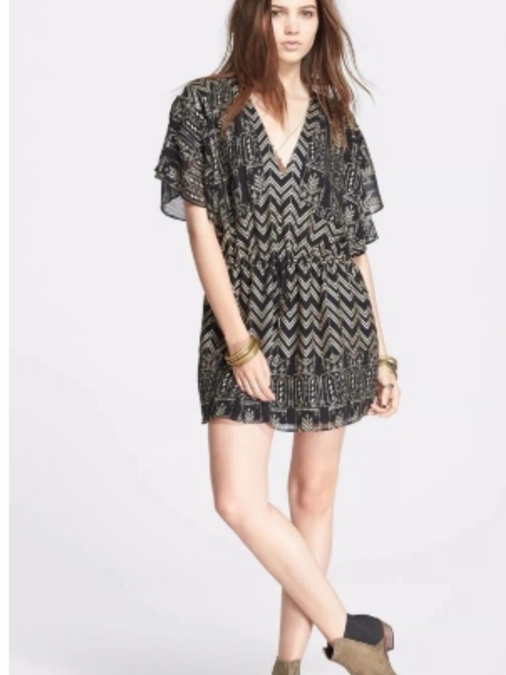 Free People Love Your Chaos Black and metallic Dress size L